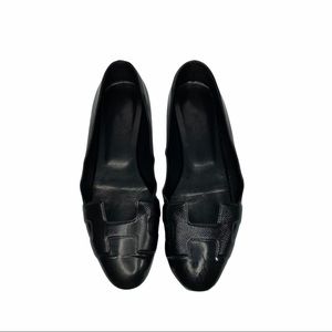 Authentic Hermes H Ballet Flats Black Leather Size 39